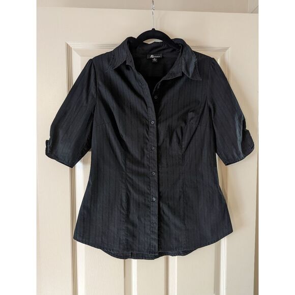 Black Pinstripe Business Casual Button Down - Picture 9 of 9